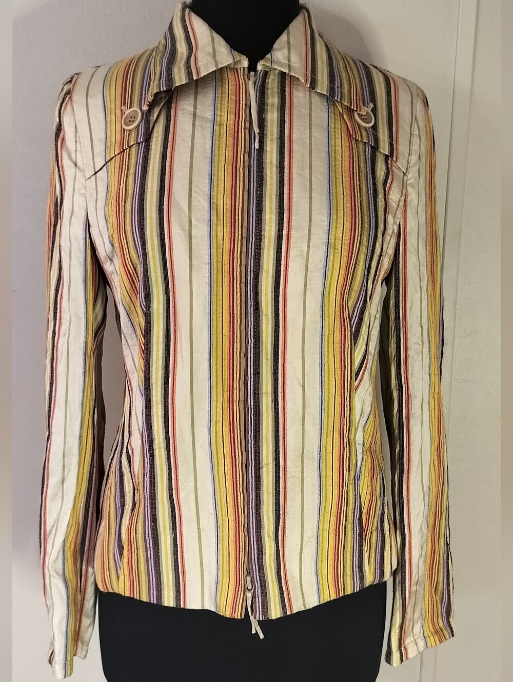 Akris Punto Multi-Stripe Lightweight Zip Jacket
